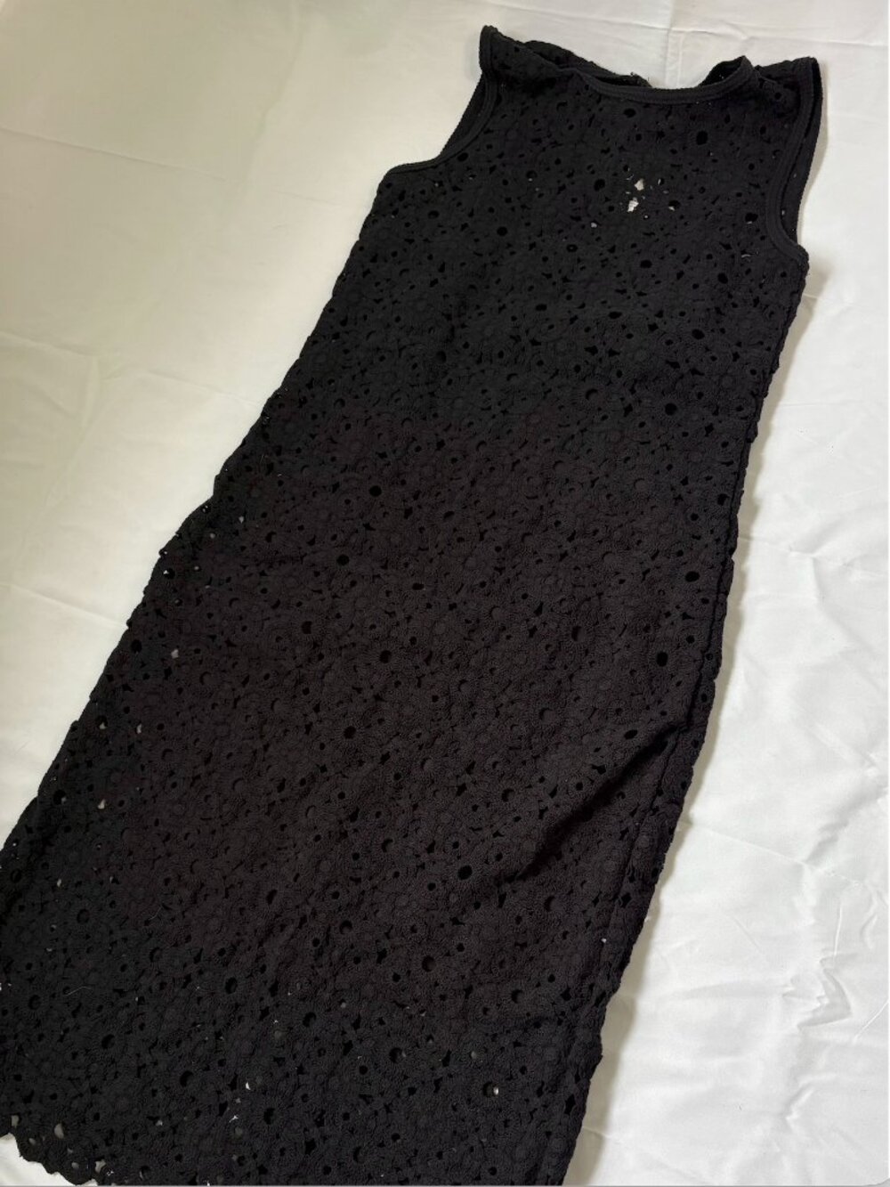 NWT Ann Taylor Black Crochet Midi Sweater Dress with Removable Lining | Size 4 - Picture 3 of 10